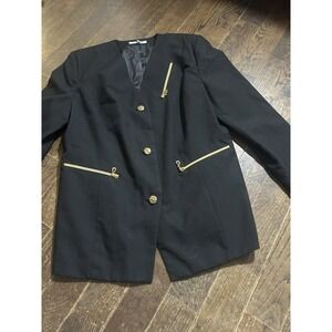 Vintage Lorianna Women's Black Jacket With Gold Hardware NWT Size 16